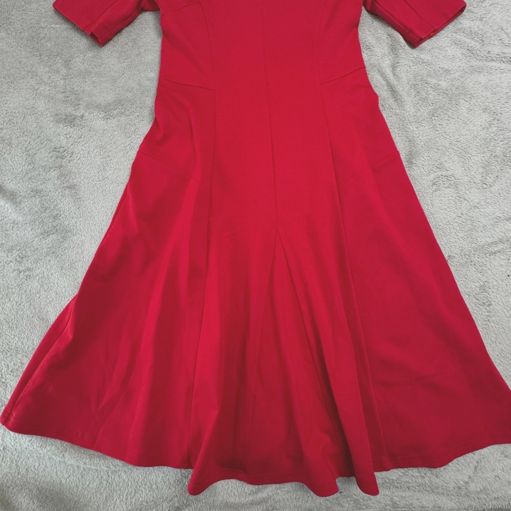 Soft Surroundings Dress Women's Size‎ 8 Red Short Sleeve Rear Zip - Picture 11 of 13